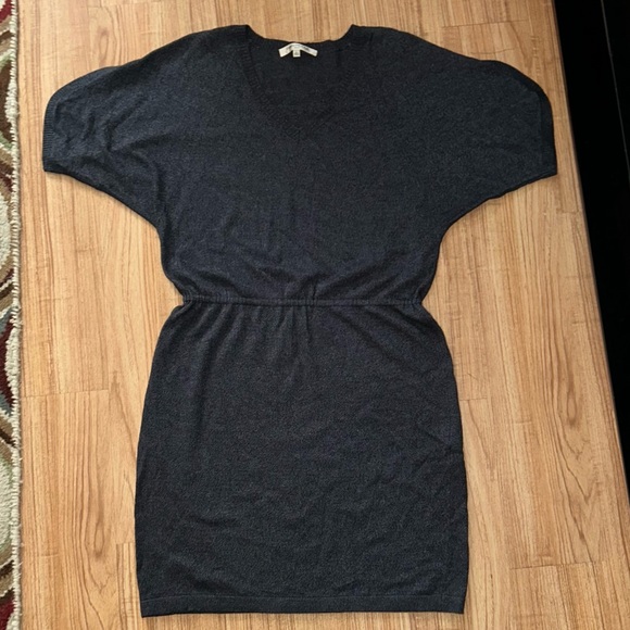 Evan-Picone Dark Gray Sweater Dress Dolman Loose Fit Drawstring Waist L Large - Picture 6 of 7